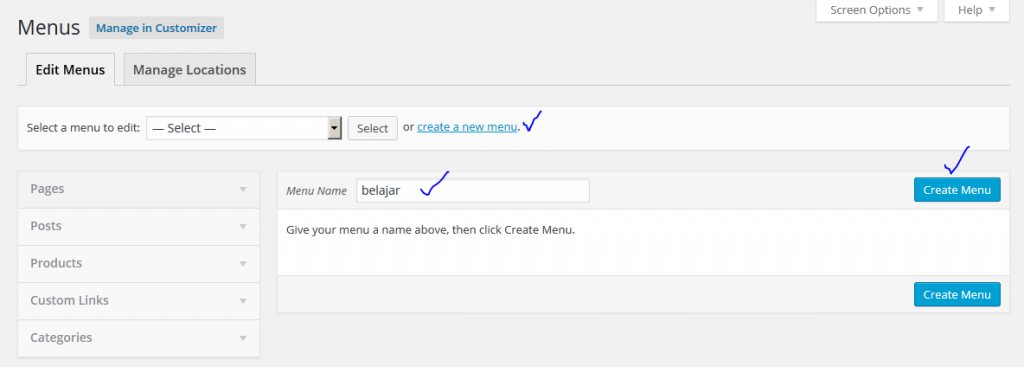 membuat menu di wordpress 2