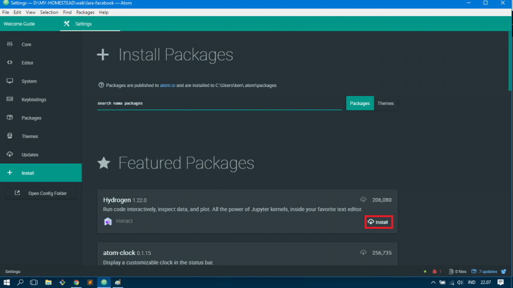 Install Packages Atom